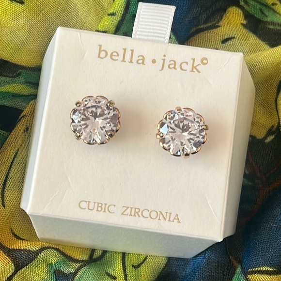 Brand New Bella Jack Cubic Zirconia Large Half Inch Studs Sparkly Post Earrings - Picture 13 of 16